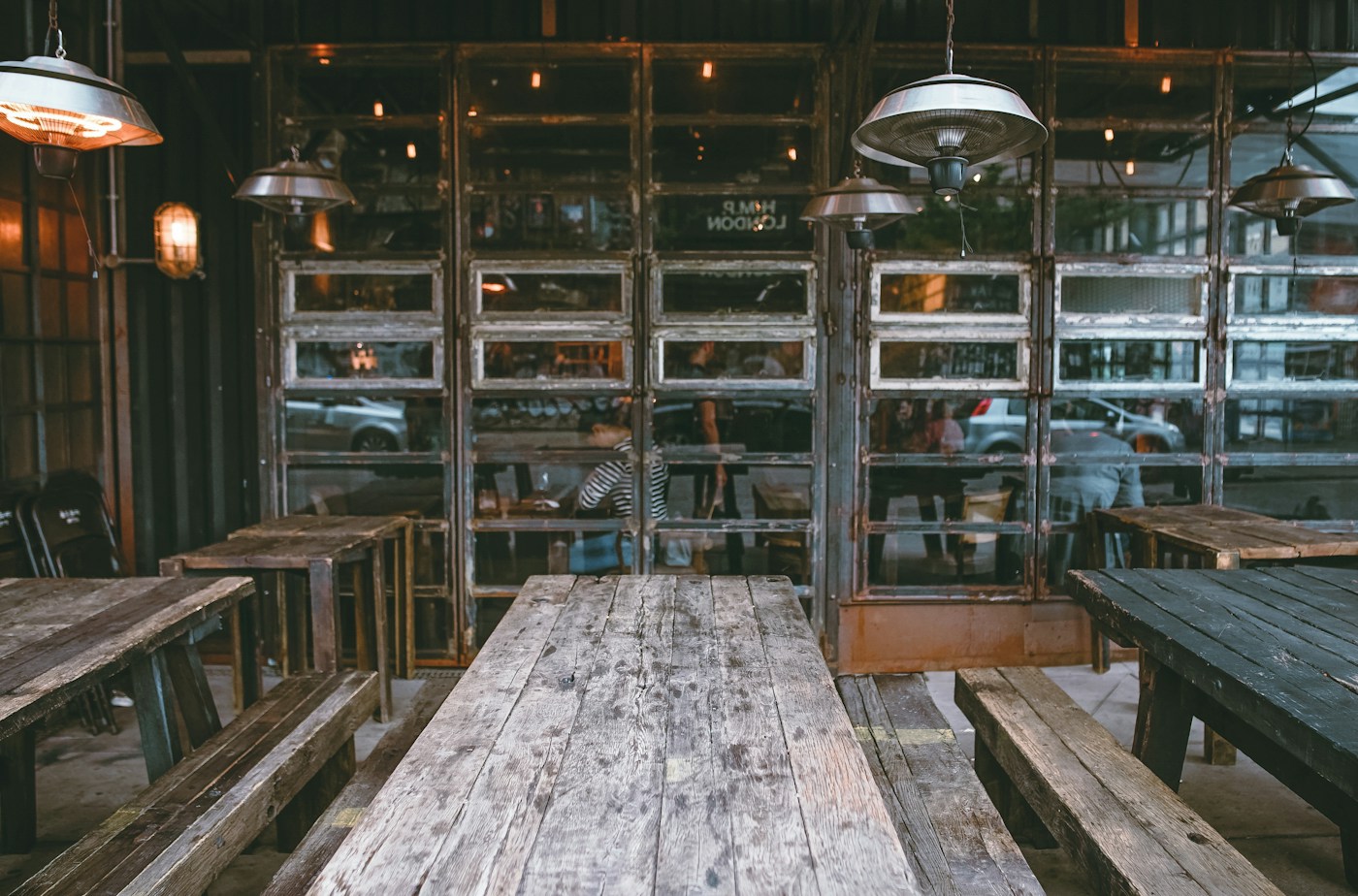 Restaurant seating and pendant lighting